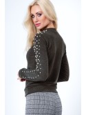 Turtleneck with khaki pearls 1577 - Online store - Boutique